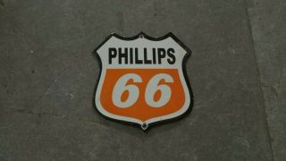Porcelain Phillips 66 Enamel Sign 6 " X 6 " Inches