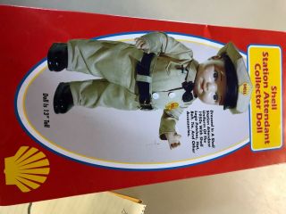 Shell Oil Co.  13 " Buddy Lee Gas Station Attendant Doll With Collector Tin 1