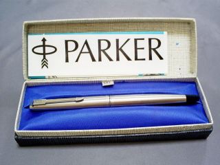 Vintage Parker 45 Flighter Stainless Steel Fountain Pen/14k Gold Medium Nib