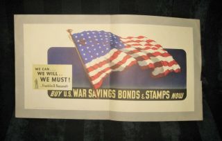 1942 U.  S.  War Bond Poster American Flag