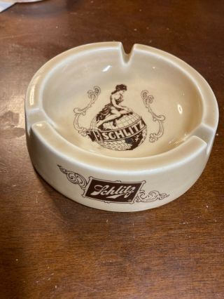 Vintage Schlitz Beer Ceramic Cigarette Ashtray