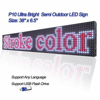 38 " X 6.  5 " Full Color Semi Outdoor Led Sign Programmable Scrolling Message Board