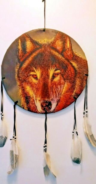 Wolf Dream Catcher Large Native American Mandela Decoration With Feathers Animal