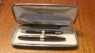 Vintage Sheaffers Tuckaway Fountain Pen And Pencil Set 14k Nib,  White Dot