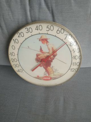 Vintage Coca Cola Thermometer Norman Rockwell With Tru Temp Jumbo Dial