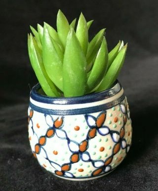 Javier Servin Signed Mexico Small Succulent Pot 1.  5 "