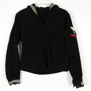 Vintage Wwii 1940s Us Navy Wool Uniform Shirt Jumper Molder Patch 38 Crackerjack