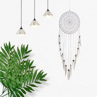 Handmade Wall Hanging Knitted Indian Dream Catcher Bedroom Home Decoration White