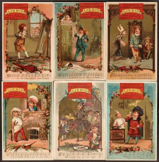 Liebig S - 68 " Songs Ii - 1 Line Of Music " Full Set 6 Vintge Trade Cards 1873 French