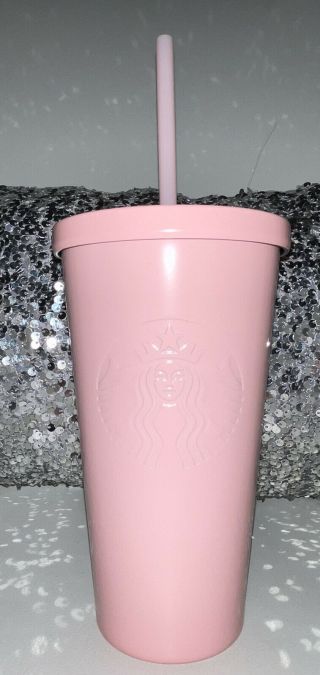Starbucks 2017 Matte Pink Stainless Steel 16oz Grande Tumbler Cup Hot Cold.  Rare
