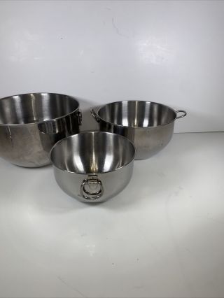 Vintage Set Of 3 Farberware Stainless Steel Double Thumb Ring Nesting Bowls