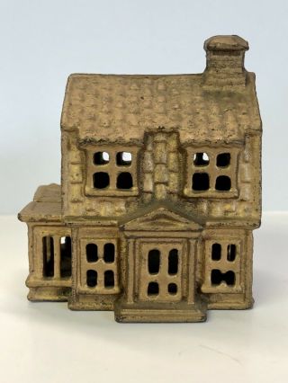 Antique Early Cast Iron House Or Cabin Still Coin Bank Vintage Figural