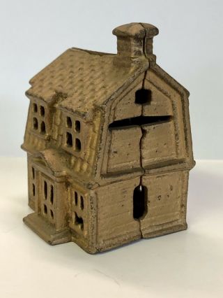 Antique Early Cast Iron House or Cabin Still Coin Bank Vintage Figural 2