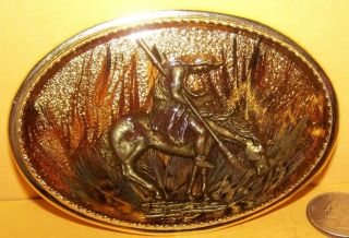 1980s " End Of The Trail " Native American Belt Buckle Indian Made Usa