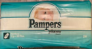 Vintage Pampers Phases 1992 Newborn Diapers Pack Of 28
