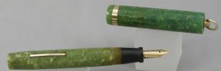 Sheaffer Lifetime Jade Green & Gold Ringtop Fountain Pen - 1920 