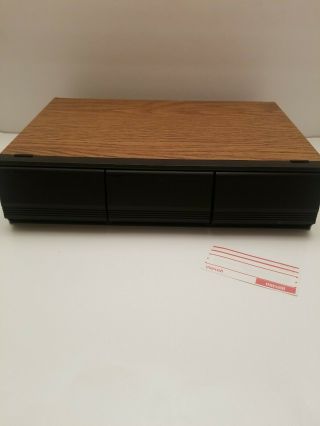 Vintage 36 Capacity Wood Grain Audio Cassette Tape Storage/3 Drawer Holder Case 2