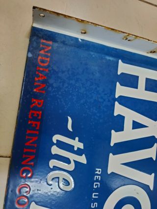 PORCELAIN CERAMIC SIGN HAVOLINE OIL DOUBLE SIDED FLANGED 23X 20X2 INCH APROX 2
