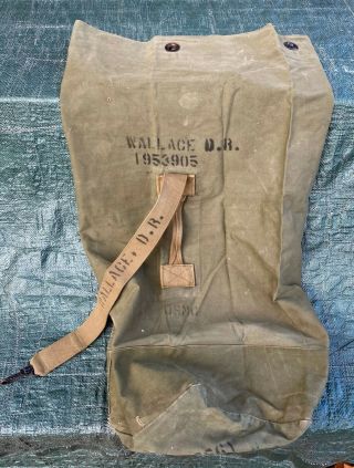 Vintage Wwii Us Military Usmc Duffle Bag Named