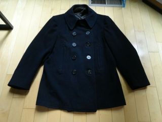 Vtg Wwii Navy Peacoat 10 Button Wool Stencil Name On Lining Size 40/42