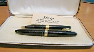 Vintage Sheaffer Tuckaway Lifetime Fountain Pen & Pencil Set W/box