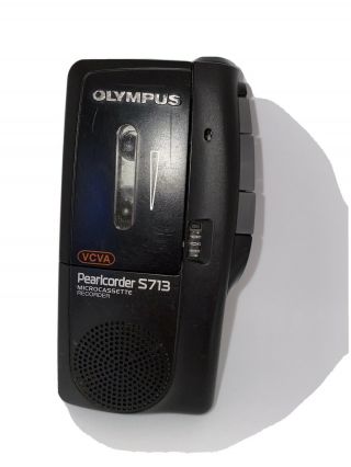 Olympus Black Pearlcorder S713 Micro Cassette Vtg Voice Recorder Handheld