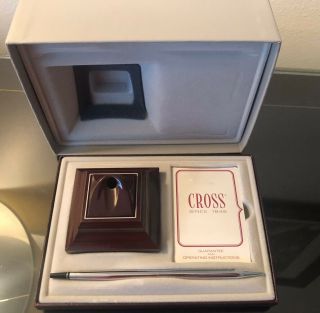 Vintage Cross Ballpoint Pen With Stand Holder,  Booklet & Box