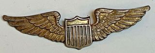 Wwii Usaac Pilot Wings 3 Inch Sterling Missing Pin Back & Safety Catch
