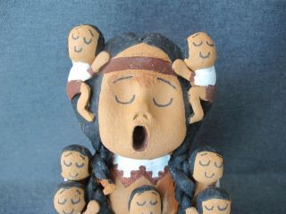 Vintage Native American Pottery Storyteller Doll Figure 7 Kids Signed Ramey 90 ' s 2