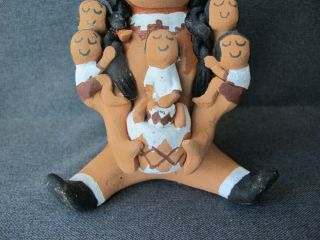Vintage Native American Pottery Storyteller Doll Figure 7 Kids Signed Ramey 90 ' s 3