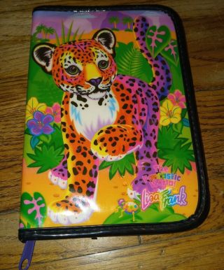 Lisa Frank Tiger Pencil Pouch Makeup Bag Travel Case Box Holder Zippered 1990s
