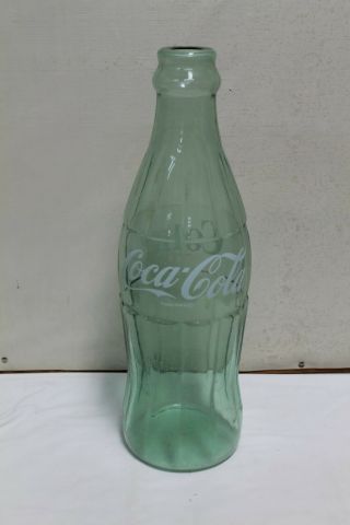 20 " Coca Cola Bottle Display Clear Green Glass White Lettering