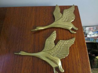 2 Vintage Geese Mid Century Brass Wall Hangings