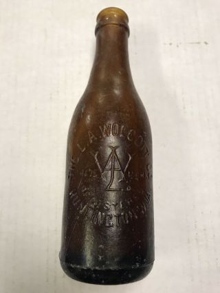 L A Wolcott Straight Sided Amber Coca Cola Bottle Huntington Wv West Virginia 2