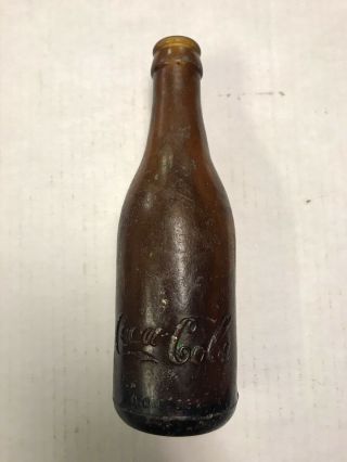 L A Wolcott Straight Sided Amber Coca Cola Bottle Huntington Wv West Virginia 3