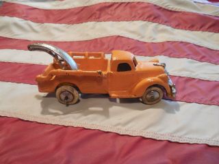Vintage Orange Tow Truck - Wrecker - 1950s Cast Iron Toy
