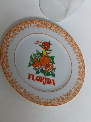 Vintage Walt Disney Productions Japan Florida Orange Bird Souvenir Plate 6 3/4 "