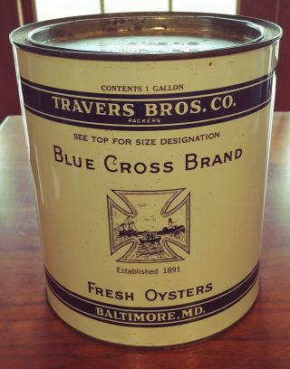 Blue Cross Brand Fresh Oysters Tin Can,  Baltimore,  Maryland,  Md 15