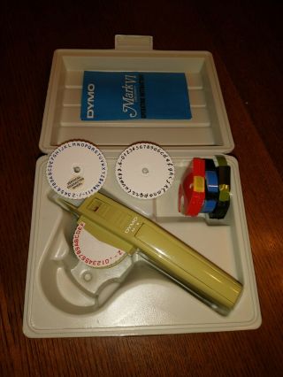 Vtg 1970s DYMO Label Maker Kit M - 6 Mark VI w Case 4x Tape Vertical Script Bundle 3