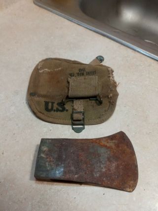Old Vintage Wwii Us Military 1944 Hatchet Axe Mann.  With Sheath Cover Shane
