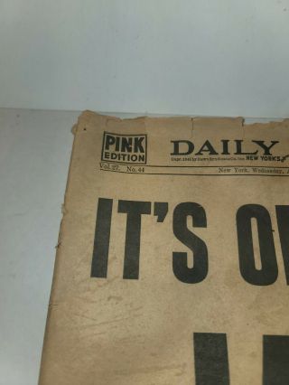 1945 NY Daily News Extra Hdln Newspaper Japan Surrenders To Allies W WII Ends 3