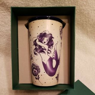 Starbucks 2016 Siren Mermaid Sailor TATTOO Ceramic Tumbler NWT / NIB RARE 2