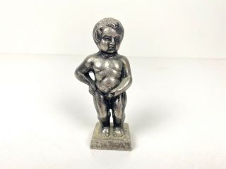 Vintage Bruxelles Brussels Miniature Metal Boy Peeing Statue Souvenir 4 "