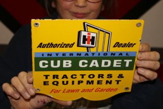 Ih International Harvester Cub Cadet Tractor Farm Gas Oil Porcelain Metal Sign