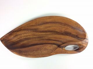 Vintage Monkey Pod Wood Leaf - Shaped Bowl Dish Tray 12” Philippines Handcrafted