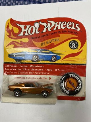 Hot Wheels Redlines Custom Mustang 1967 On Card Orange