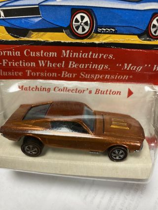 Hot Wheels Redlines Custom Mustang 1967 on Card Orange 6