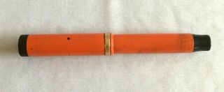Orange Parker Duofold Jr.  Fountain Pen - Lucky Curve - Pat.  4 - 25 - 11