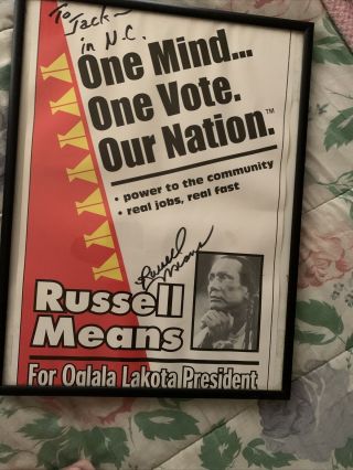 Signed Print Poster Type Russell Means.