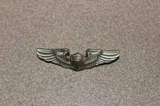 Period Wwii Sterling Silver Air Force Pilot Wings Badge Pin 2 " Long